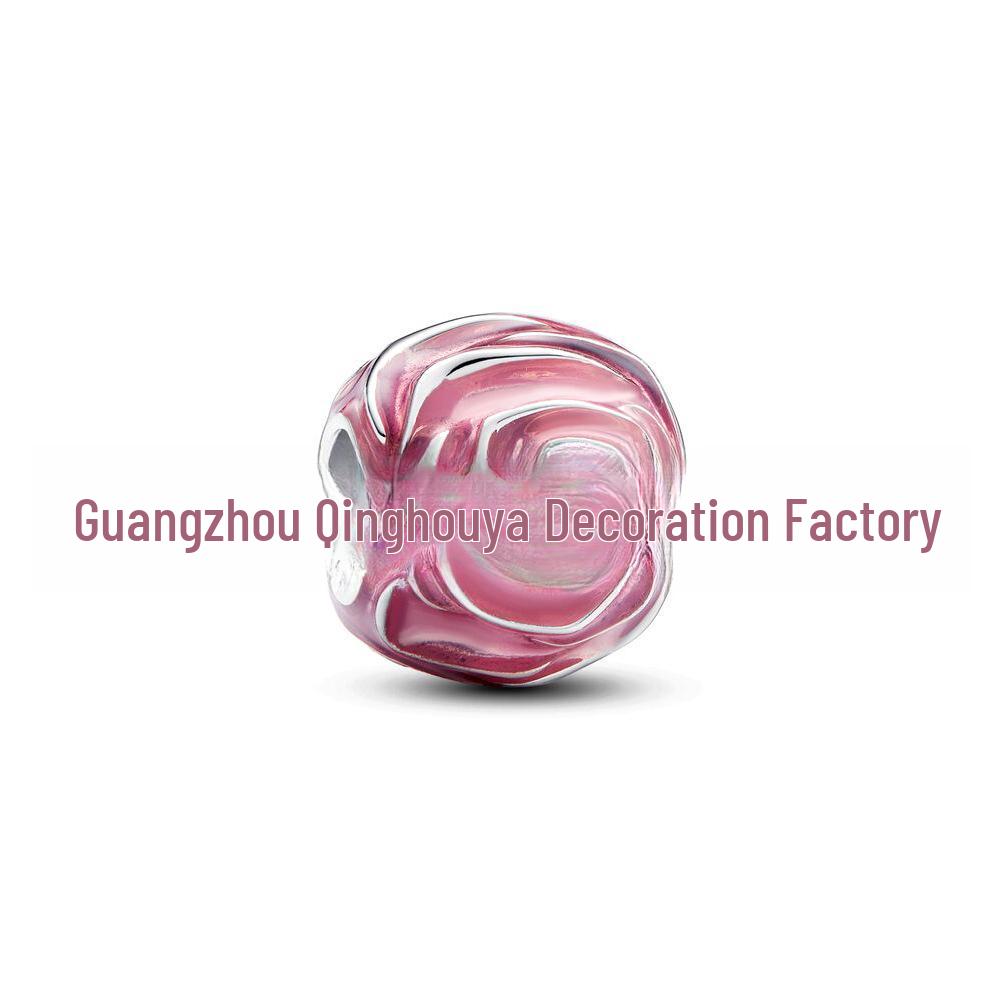 Panjia Dora 925 Silver-Plated Copper Love Rose Bead Pendant - Valentine's Day 2024
