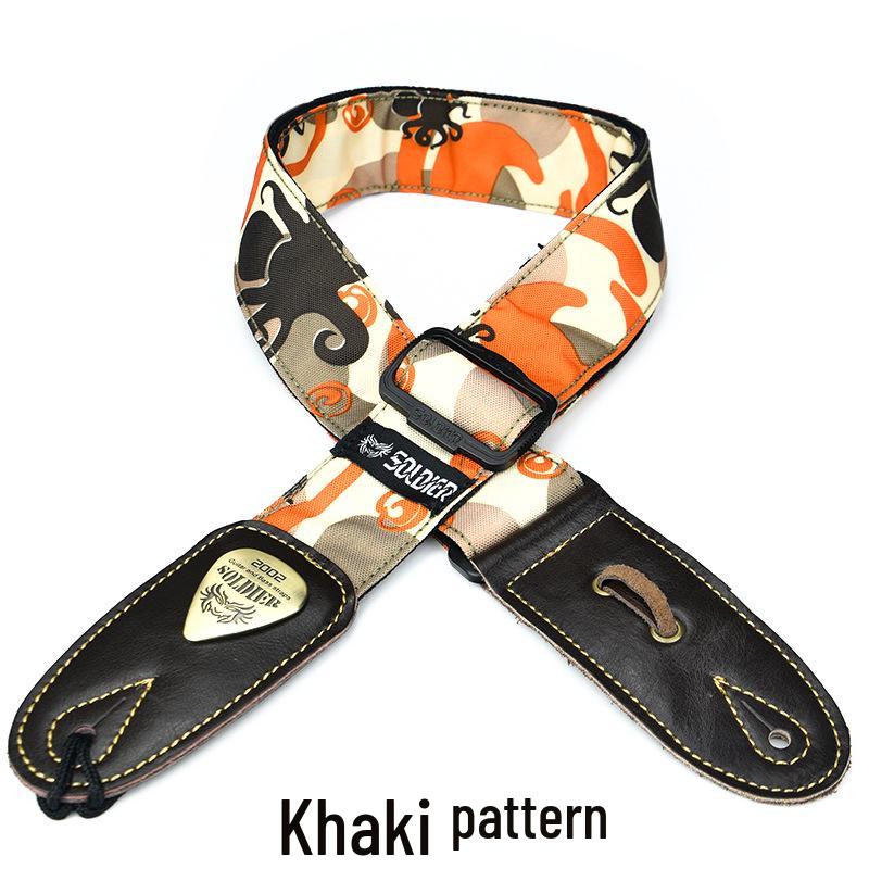 Unisex Soldier Canvas Guitar Strap for Acoustic, Bass, and Electric Guitars