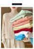 Women's Loose Wool Sweater - Half-High Neck, Diamond Cutout, Crocheted, 100% Pure Wool, Long Sleeve Knit