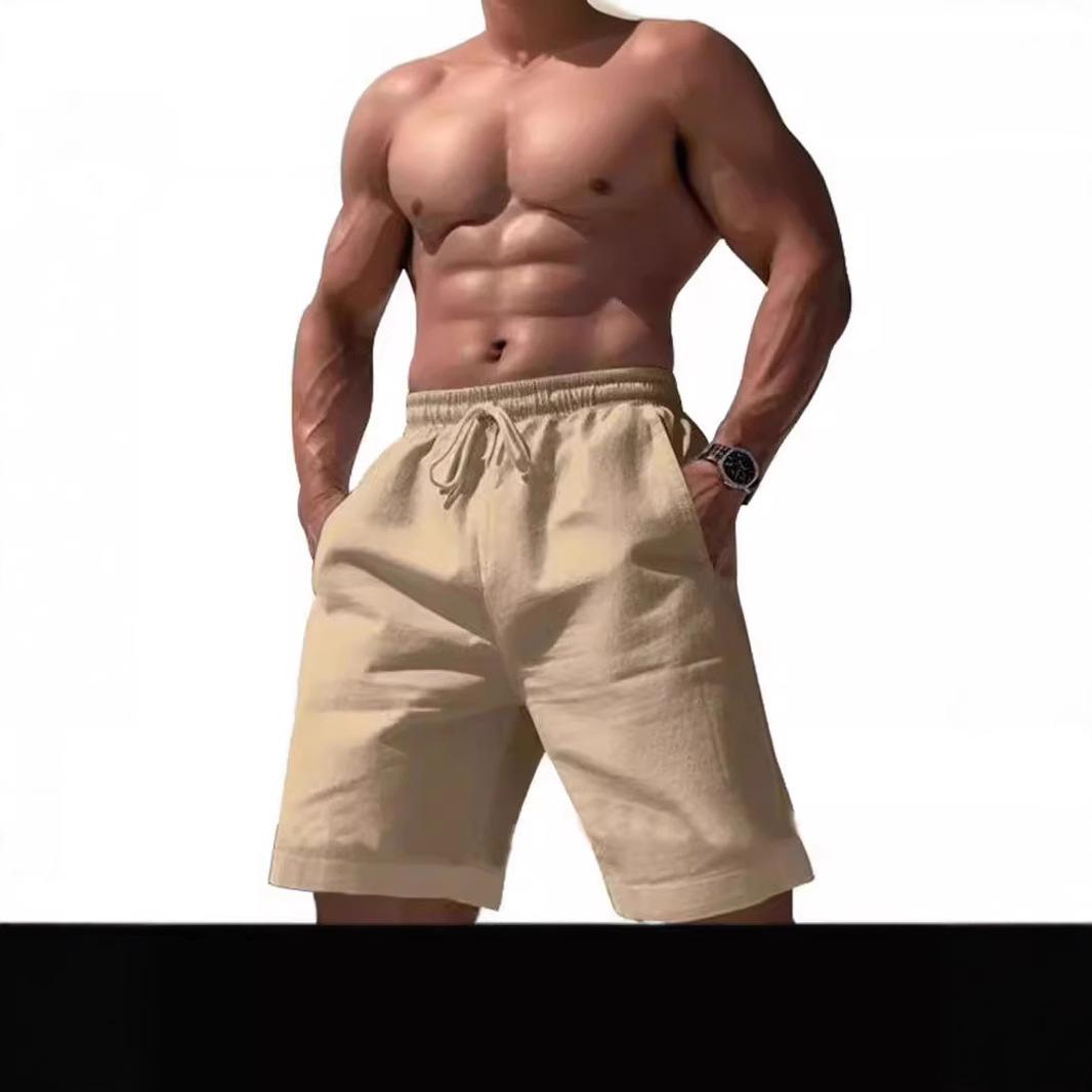 

Men s Casual Loose Fit Cotton and Linen Shorts for Beach and Sports XL хакі