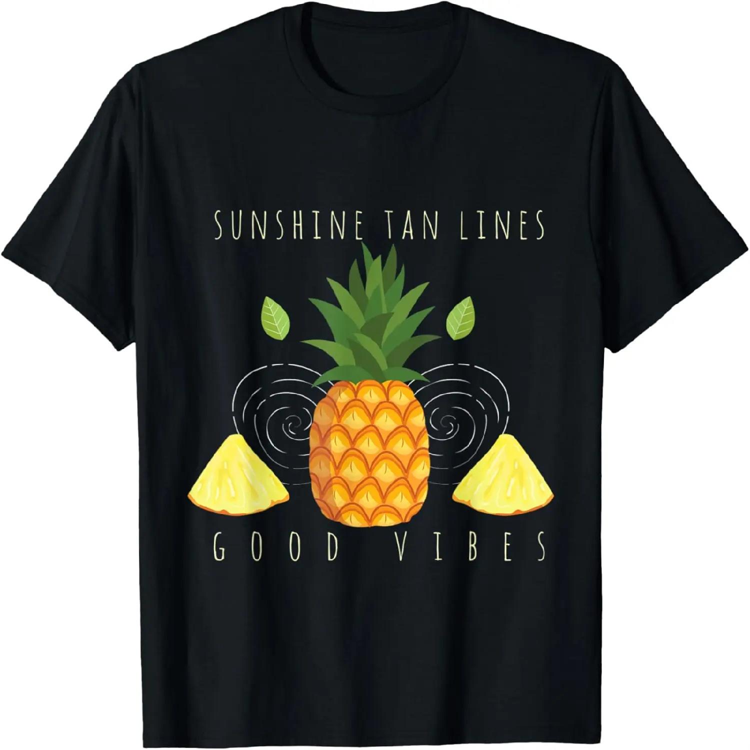 Sunshine Tan Lines Summer Vibes Vacation Beach Pineapple T-Shirt S