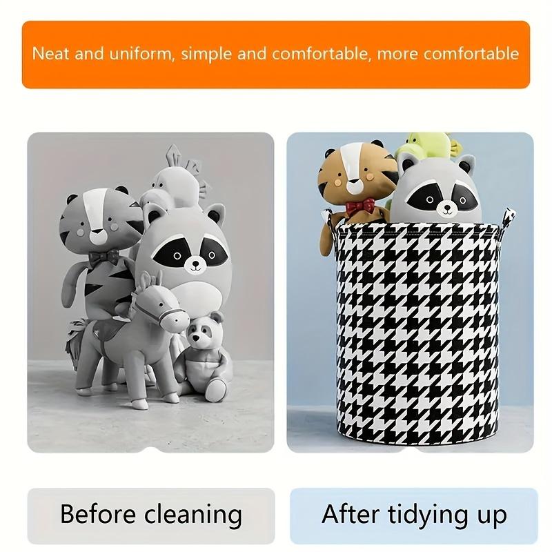 Foldable Houndstooth Laundry Hamper, Modern Fabric Storage Basket with Handle, Versatile for Bedroom, Bathroom, Living Room