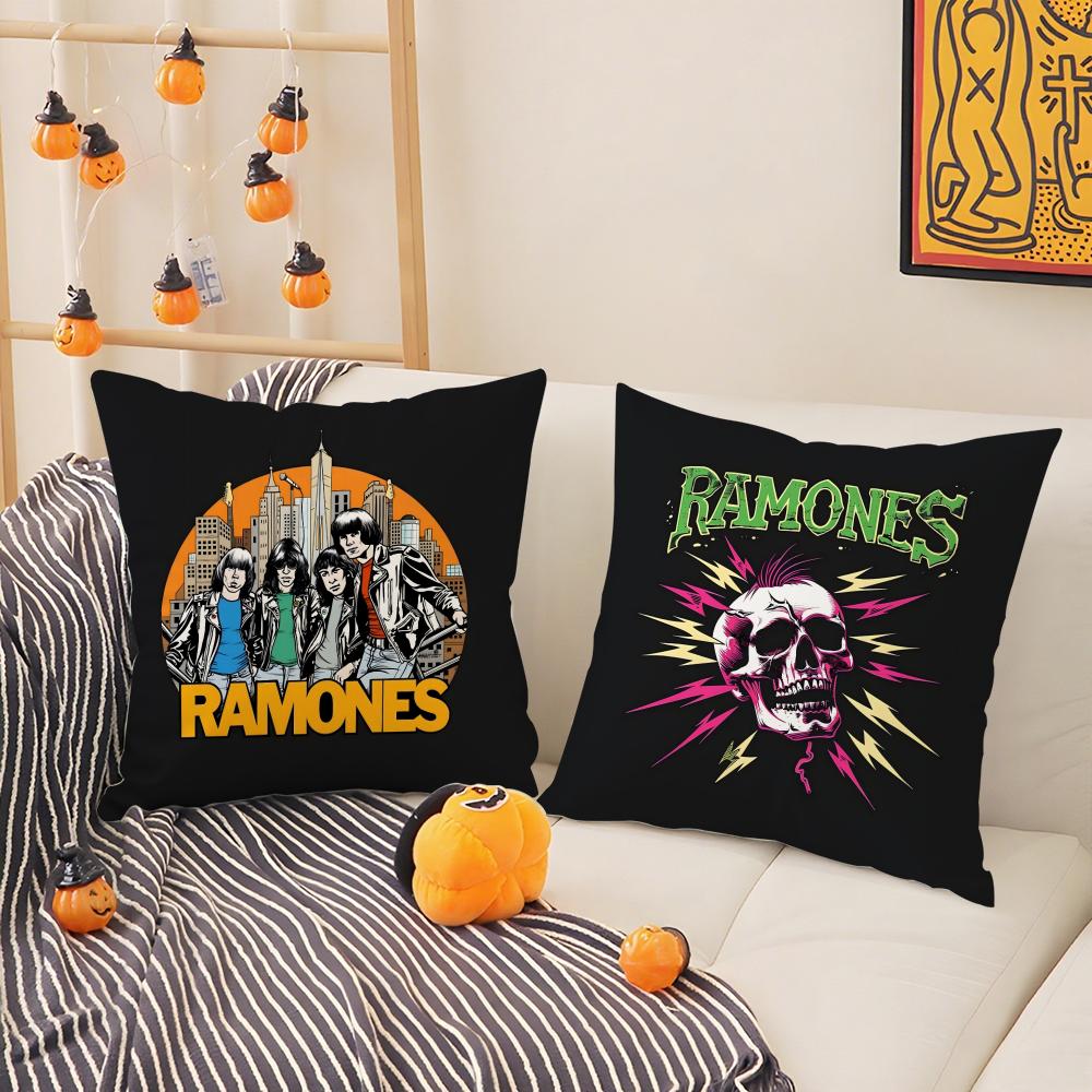 Punk Home Decor R-Ramones Pillow Case Silky Short Plush With Invisible Zipper Dustproof Sofa Cushion Cover For Home Decor