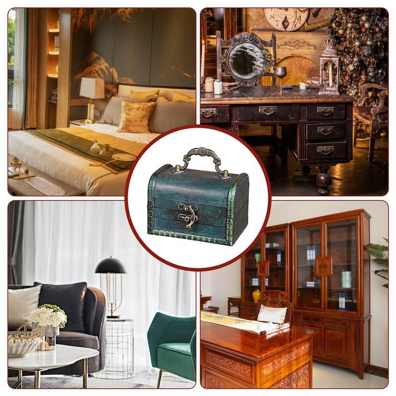 Antique Jewelry Box Retro Green Decorative Jewelry Containers With Lock Retro Treasure Box Keepsake Box Necklace Earrings