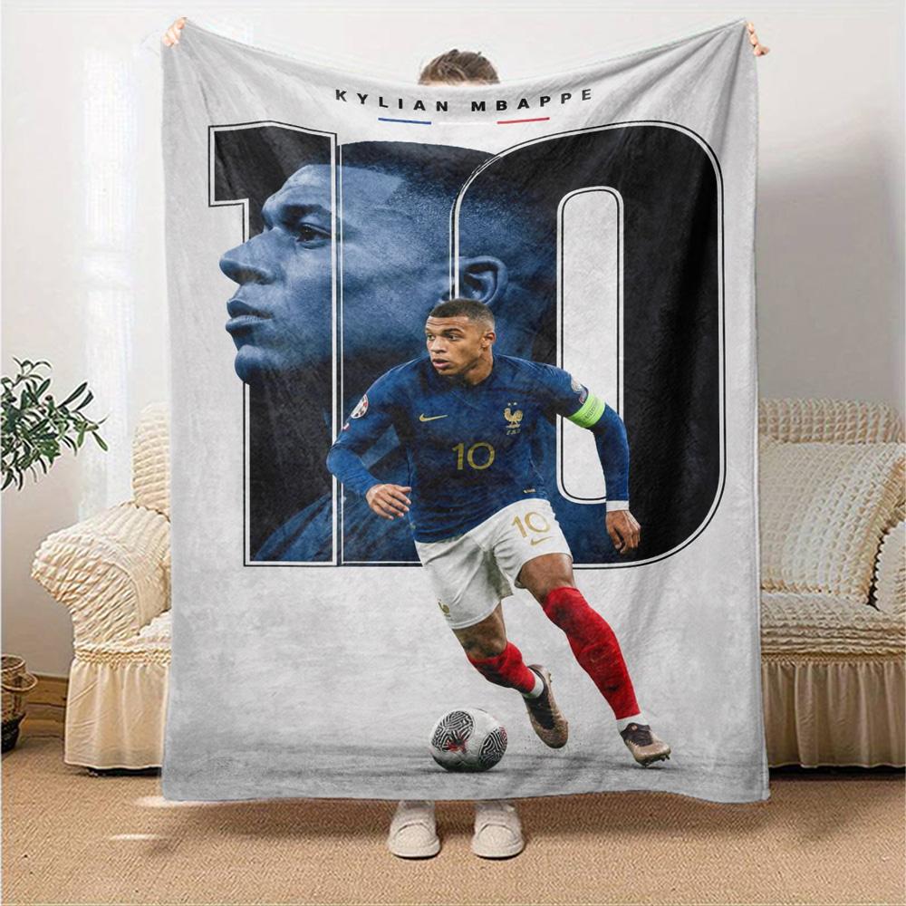 Star Player Kylian Mbappé Blanket Soft Warm Cozy Suitable for Bed Chair Livingroom for All Seasons Playful Design Gift for Travel Home Birthdays