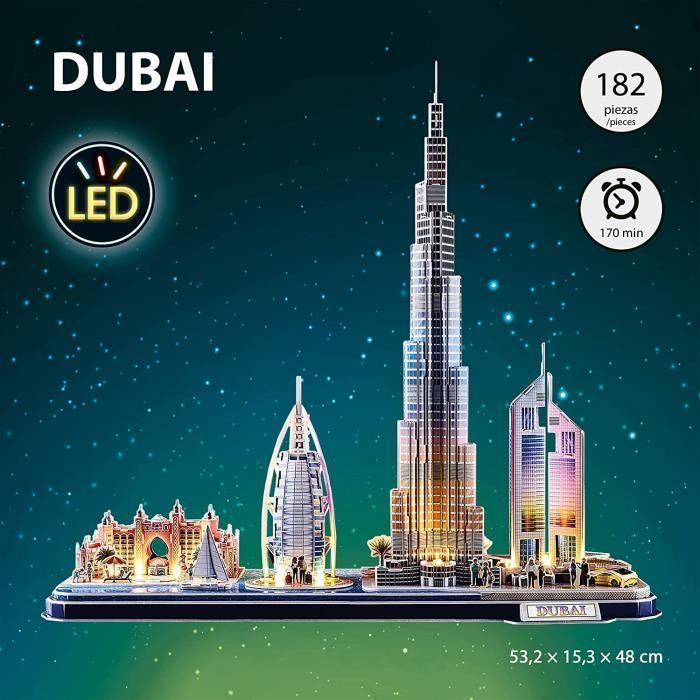 World Brands - City Line Dubai LED, Puzzle 3d Enfant Et Adulte, Puzzle 3d, Cadeau Anniversaire Fille Et Garcon, Culture, Maquettes