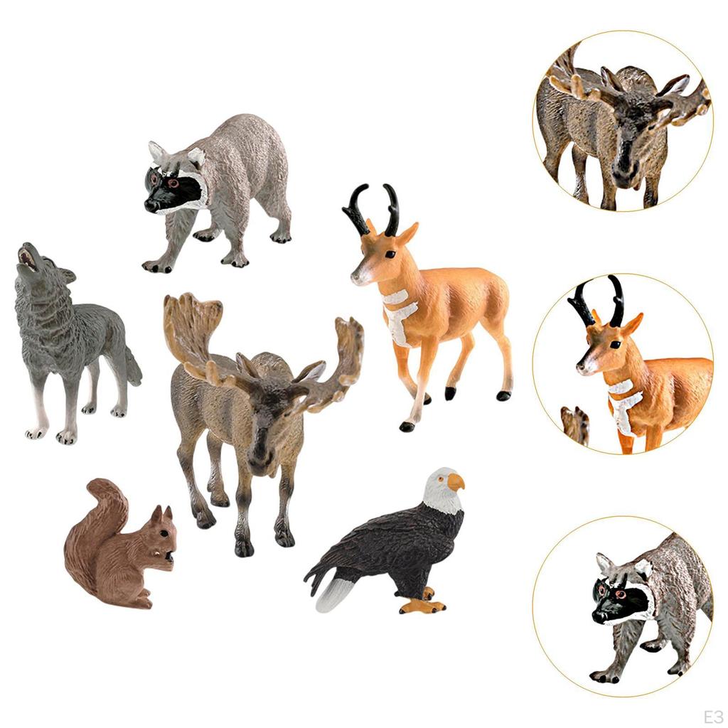6 Animal Figurines Set for Kids Educational Jungle Wildlife Models