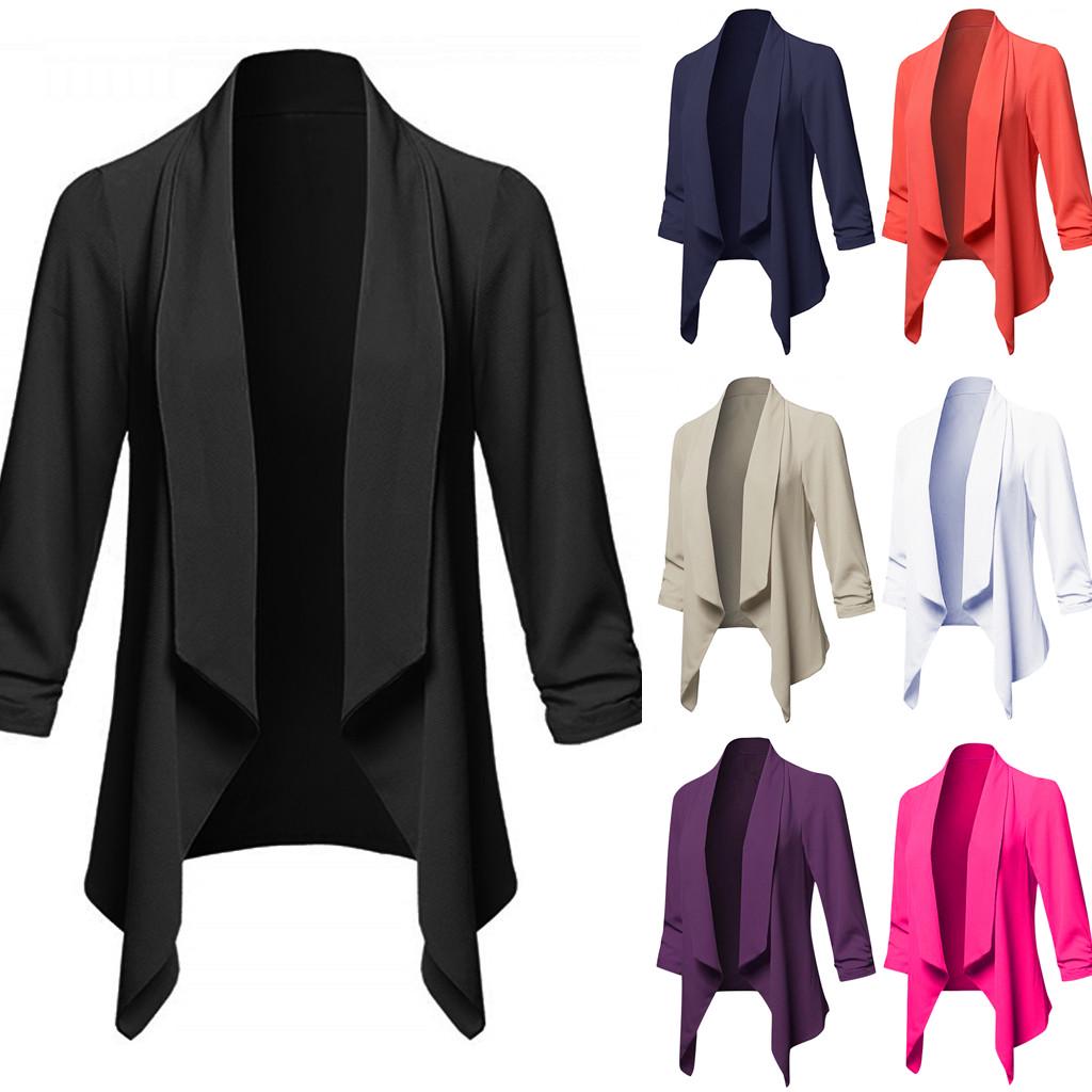 

женщины плюс размер Тонкий офис Lady Lapel Длинные рукава пальто костюм Тонкий Кардиган Топы