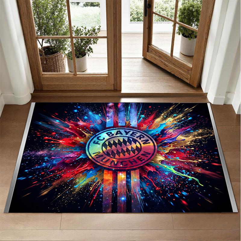 Bayern Munich Design Crystal Velvet Rug Soft Decorative Mat for Bedroom Entrance