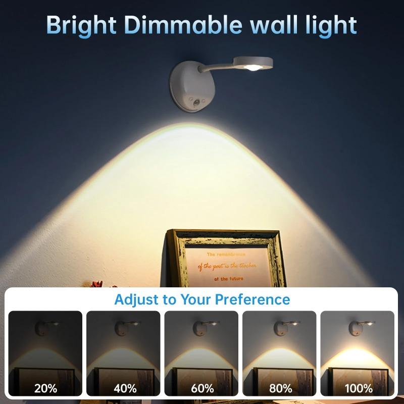 RGB Motion Sensor Wall Light Rechargeable Magnetic LED Wall Lamp 16 Colors Dimmable Remote Control Wireless for Stairway Bedroom Hallway Decor