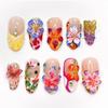 3D Tropical Flower Nail Tips with Rhinestone Butterflies - Colorful French Fake Nails for Artistry