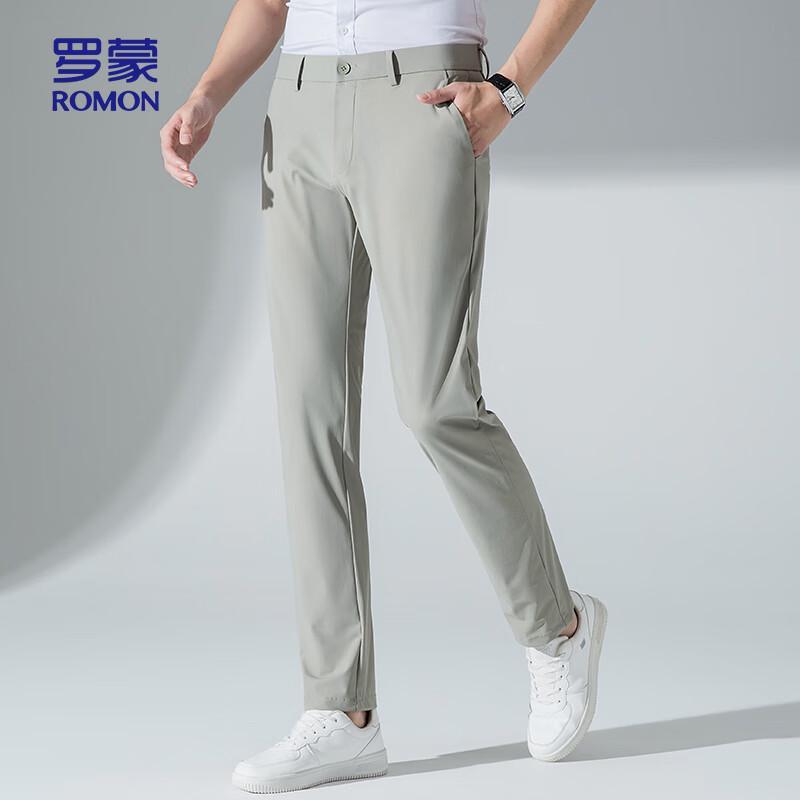 ROMON Men's Ice Silk Stretch Straight Casual Pants