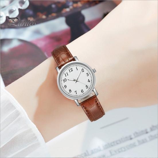 Couple Watch Round Battery Operated Faux Leather Strap Elegant 3-Hand Birthday Gift Adjustable Men Women Quartz Wrist Watch Fashion Jewelry