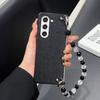 For Samsung Galaxy Z Fold6 5G Case Glitter Finish Leather+PC Phone Cover with Beaded Strap