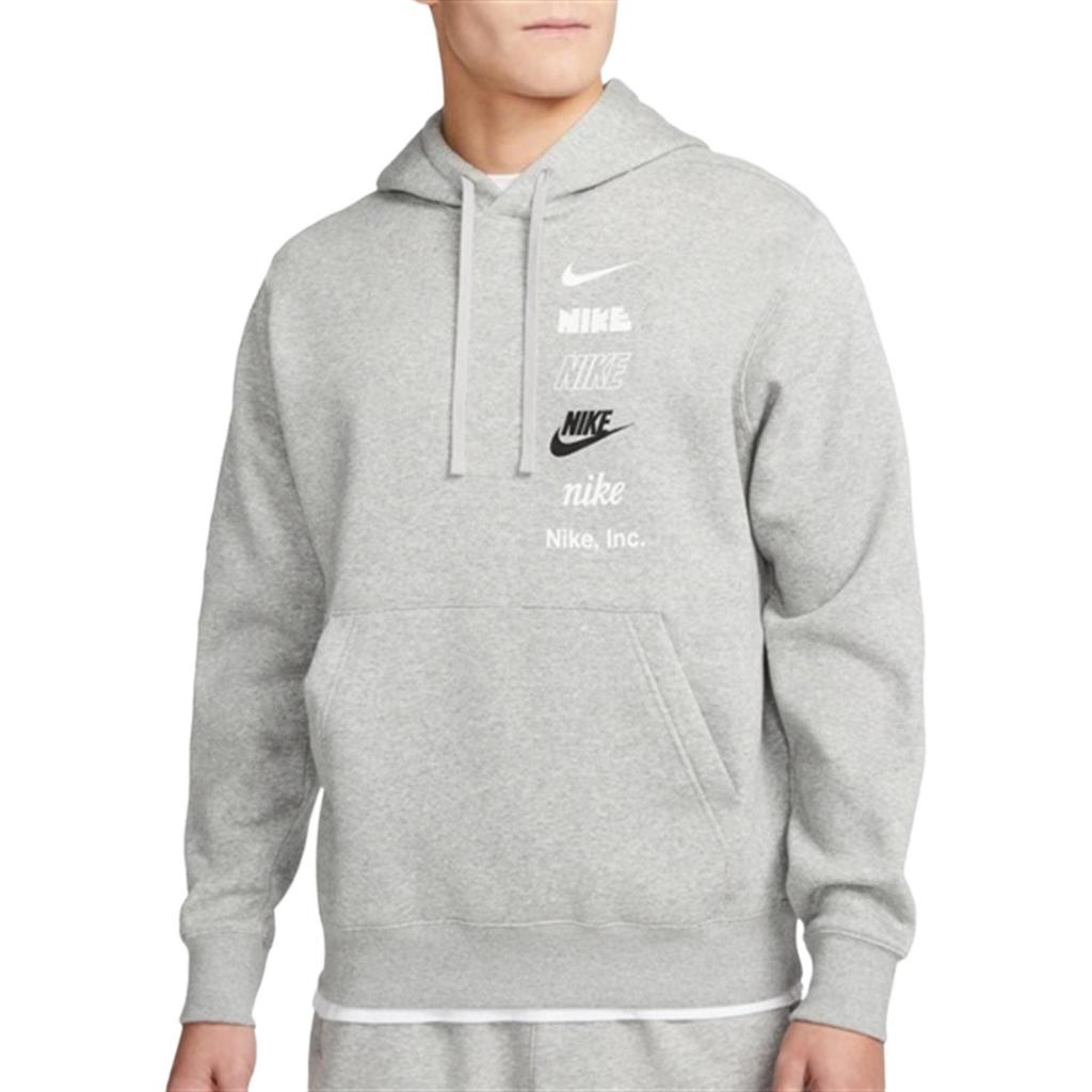 Nike Letter Print Hoodie With Drawstring Long Sleeve Men Tops Gray DX0784-063
