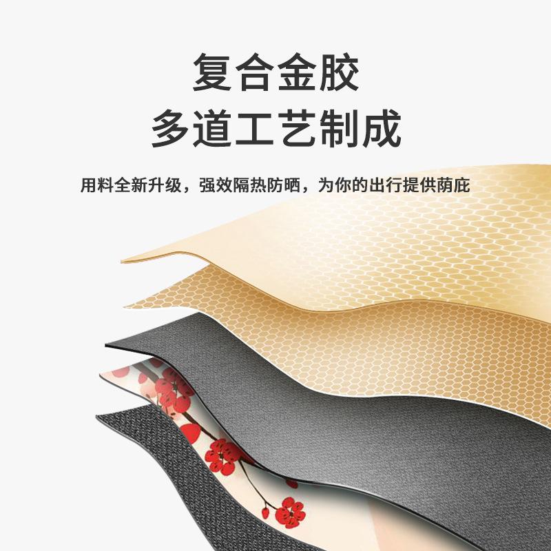 Triple Fold 16 Bone Titanium Hand Open Umbrella Retro Solid Wood Handle Parasol Vinyl Sunscreen Sun Umbrella Generation