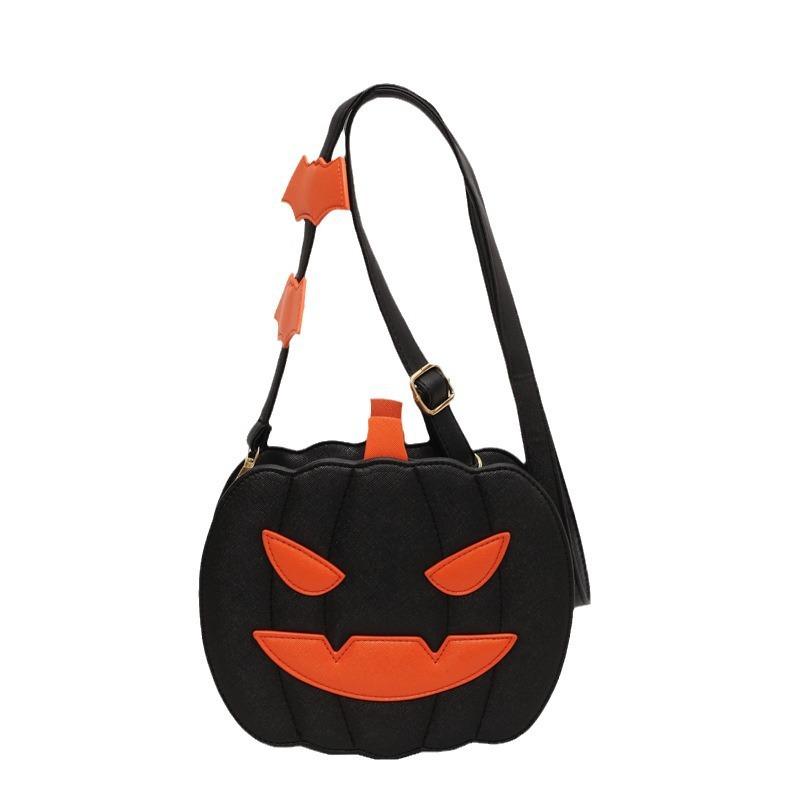 

Halloween funny pumpkin bag, fashionable color blocking personalized creative single shoulder women s bag.zwq