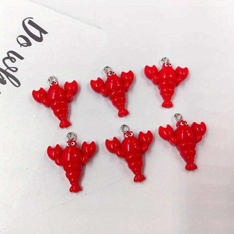 10 buc Kawaii Lucios Cercei Homar Farmece Pandantiv Flotant Spate Plat pentru Breloc DIY Bijuterii Constatări