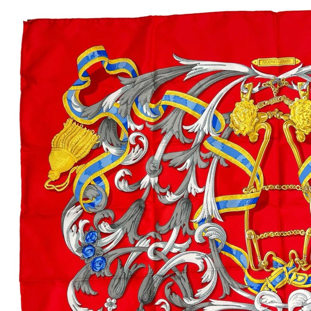 HERMES Calle 90 scarf Red Women LE MORS À LA CONNÉTABLE (The elegance of the bridle) used
