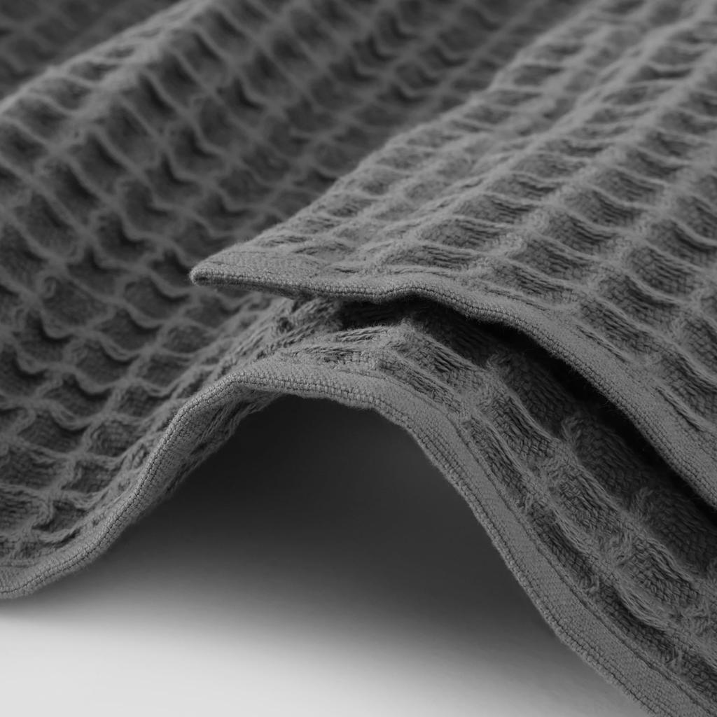 MUJI Waffle Large Bath Set of 70 X 140 Charcoal 84910067 Towels, 4, Cm, Gray,