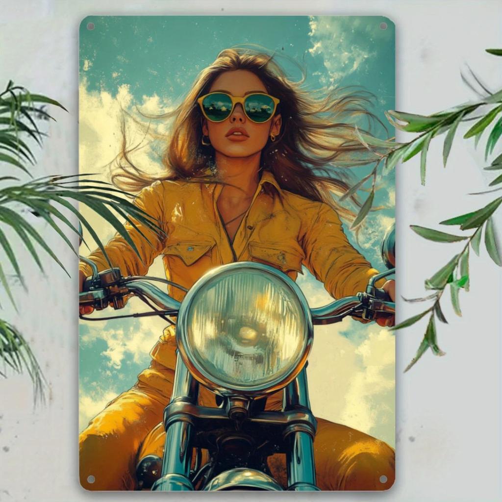 Vintage Aluminiowy Znak Motocykl Sztuka Ścienna Metalowy Wystrój 12x8 Cal Retro Kawiarnia Bar Dom