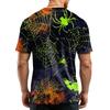 Men Casual Crew Neck Lightweight Breathable Short Sleeve T Shirt with Halloween Web Print for Daily Wear