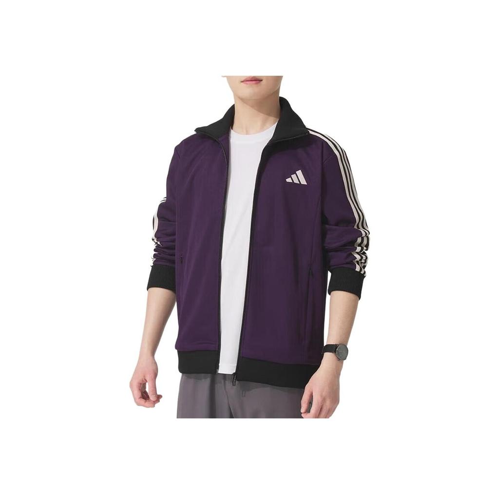 adidas 3-Stripes Tracktop Comfortable Fashion Versatile Solid Color Jacket Men Jacket Legendary-Purple KT0839