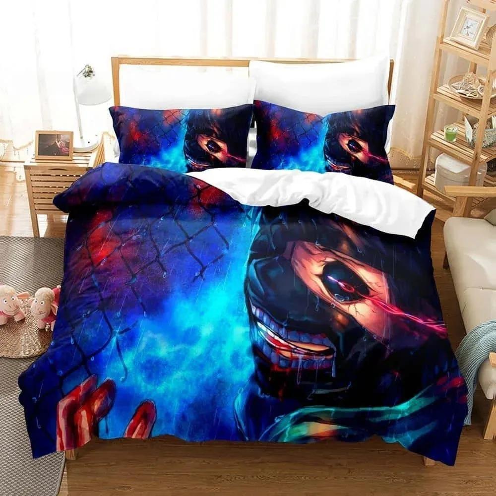 3D Print Anime With Bed Linen Collection Tokyo Ghoul Bedding Collection Single Twin Full Queen King Size Bed Collection Aldult Kid Bedroom Duvetcov