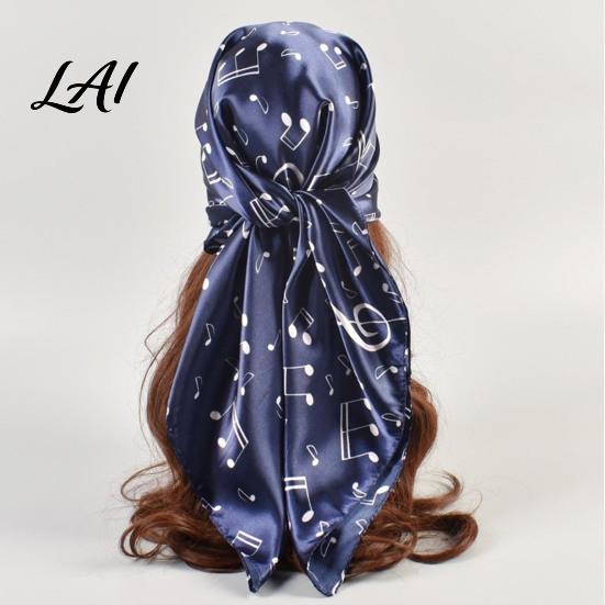 Large Decorative Neck Scarf Women Satin Square Scarf 35"x35" Musical Note Printed Gift for Music Lovers Silky Neckerchief Shawl Wrap Multifunctional