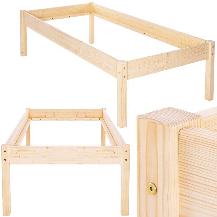 Single Bed - Springos - Bed Frame - Height 55 Cm - Coniferous Wood - 90 X 200 Cm