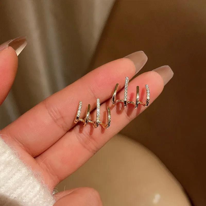 Fashion Rhinestone Decor Ear Cuff Earring for Woman Ear 2024 Summer New Arrival Christmas Jewelry Gift Birthday Wedding Jewelry