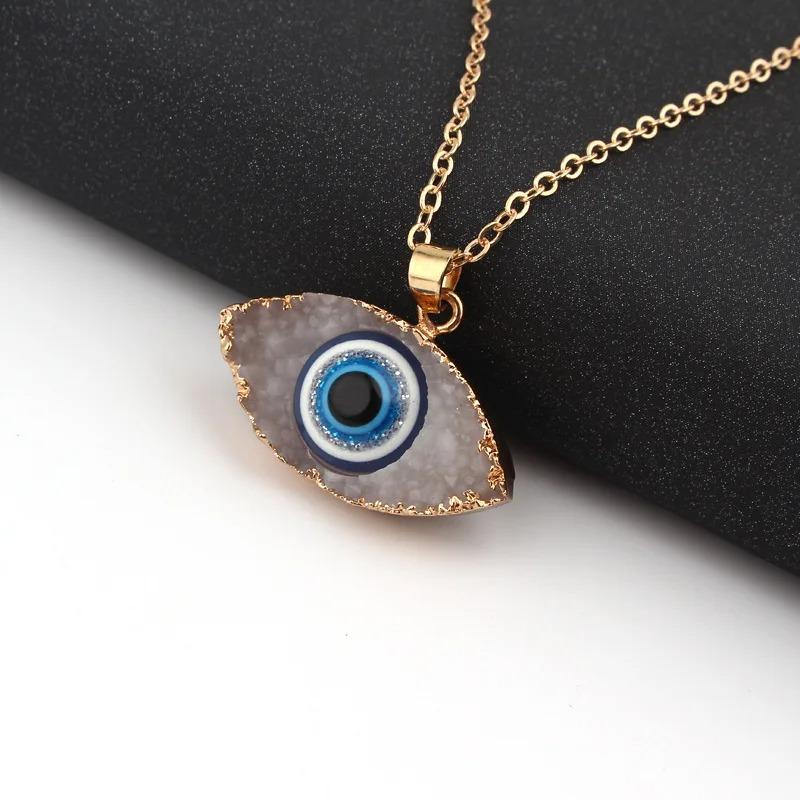 Bohemian Vintage Turkish Evil Eye Pendant Necklace Fashion Clavicle Chain Statement Long Necklace Women Jewelry
