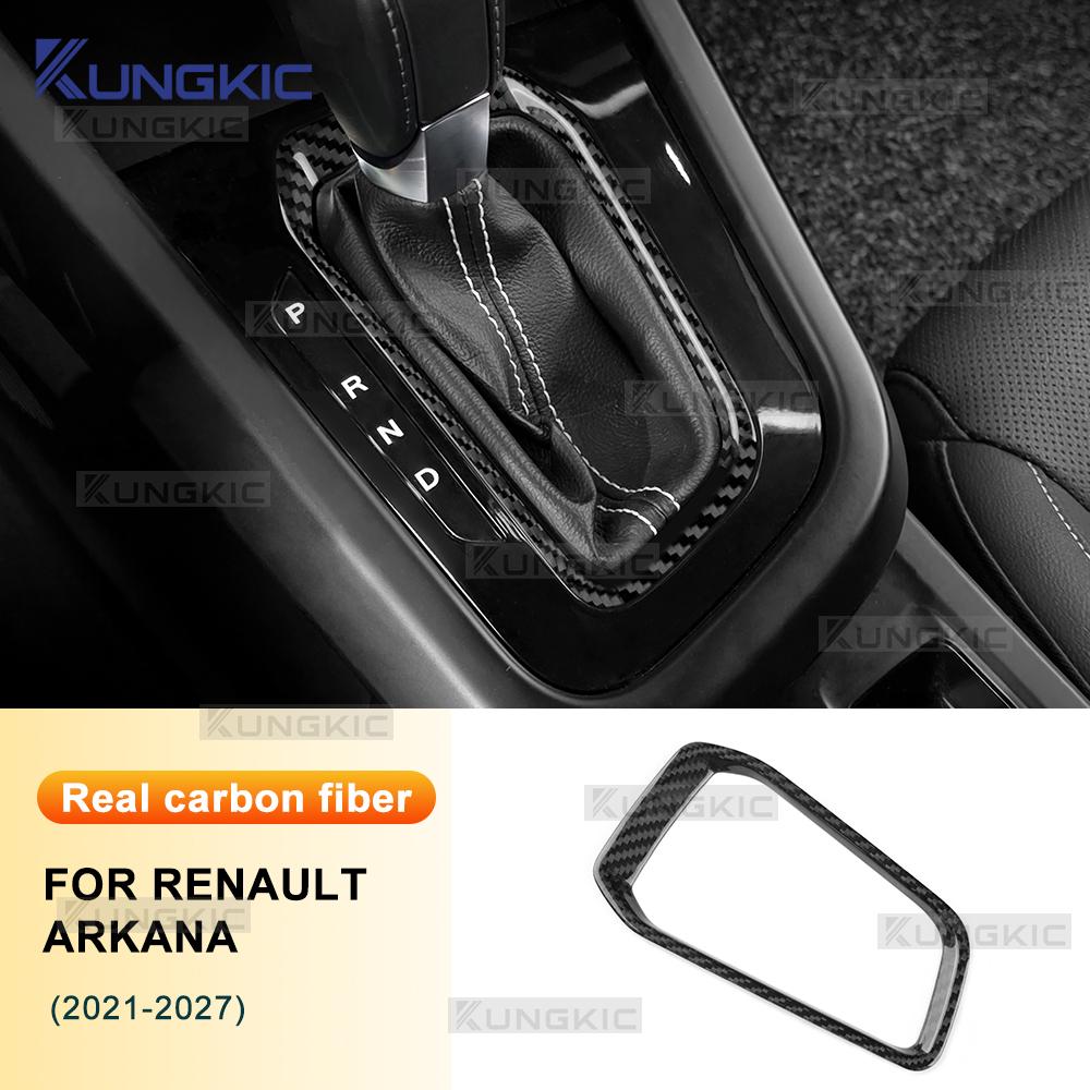 Echte Droge Harde Koolstofvezel Sticker Voor Renault Arkana 2021 2022 2023 2024 2025 2026 2027 LHD Versnellingspook Frame Cover Interieur