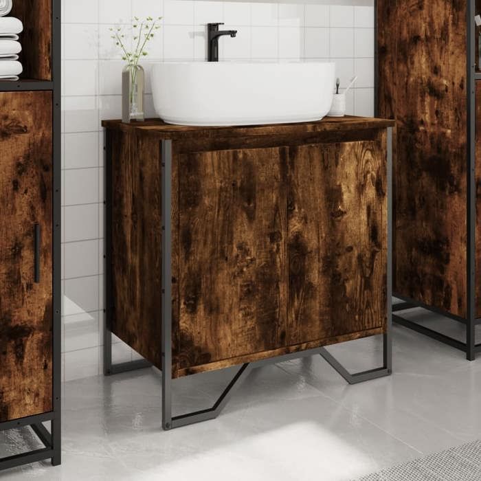 VidaXL Bathroom Vanity Unit Smoked Oak 60x35x60 Cm, Bathroom Sink Cabinet, Bathroom Furniture, 848656