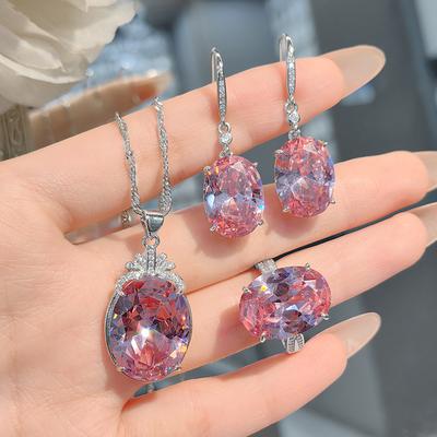 Aquamarine Topaz Pendant Pigeon Egg Treasure Earrings Violet Ring Argyle Pink Diamond Suit Women