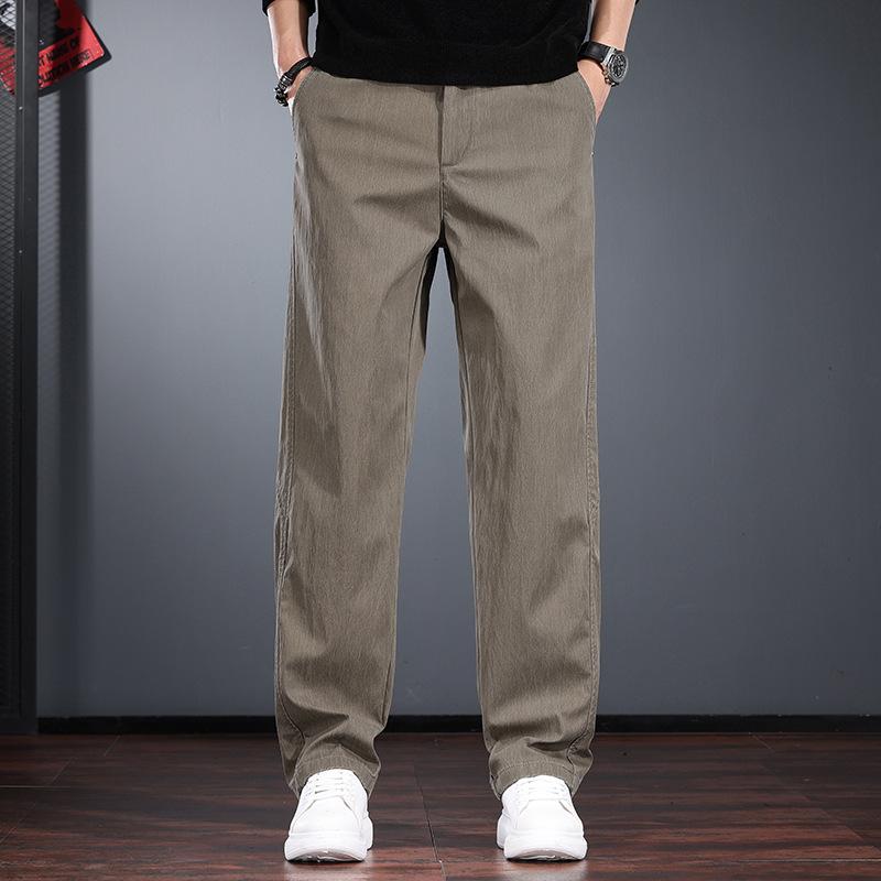 Smoked Gray American-style Casual Pants for Men, Autumn Straight-leg Long Pants, Sophisticated Fashionable Mature Style Retro Washed Cargo Pants