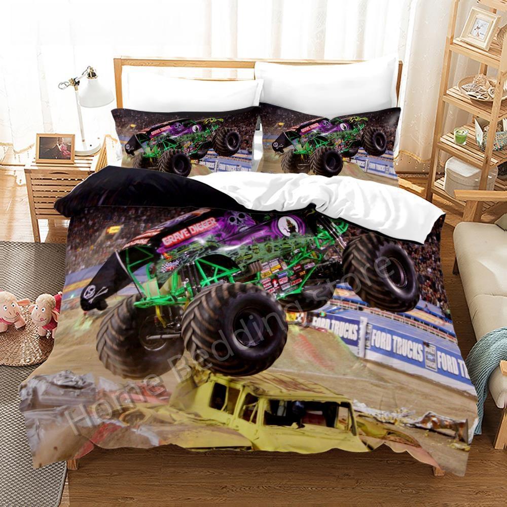 Monster Jam Bedding Set Single Twin Full Queen King Size Monster Jam F1 Bed Set Aldult Kid Bedroom Duvetcover Sets 3D Anime 022