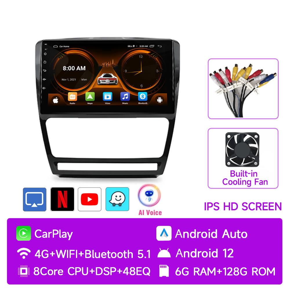 JIUYIN AI Voice 2 din Android Auto Radio For Skoda Octavia 2 A5 2008-2013 Carplay 4G Car Multimedia GPS 2din autoradio