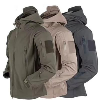 Men's Spring and Autumn Thin Fleece Outdoor Sports Punching Jacket Jacket Mountaineering Clothing Zip Section Hooded Jacket