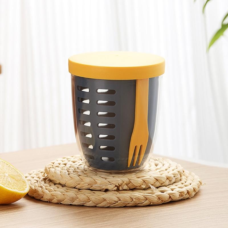 600ml Praktische Picknick Opbergemmer Plastic Beker Afsluitbare Saladebeker voor School