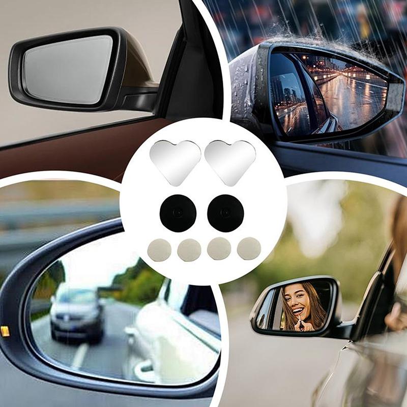 1 Set Cute Heart Shape Rearview Mirror Car Blind Spots Side View Mirror Auxiliary Auto Accessories For Suvs