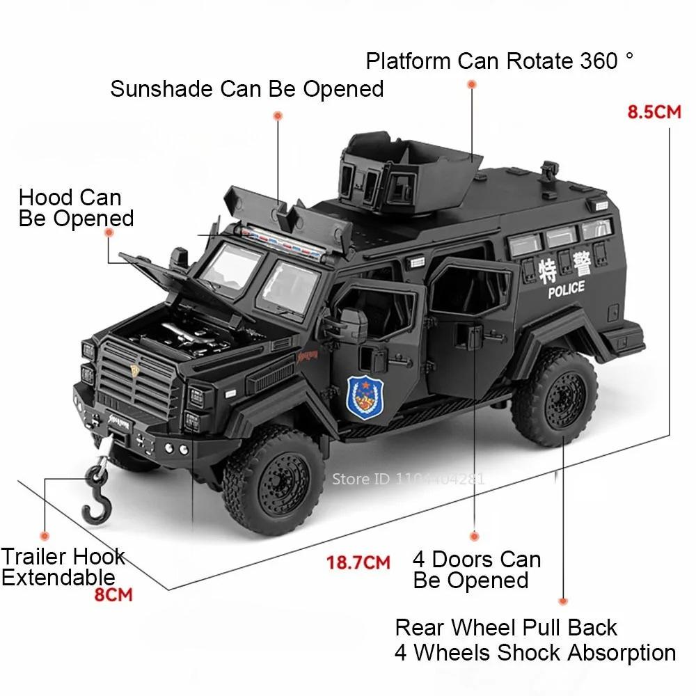 1:32 Sabertooth Alloy Diecast Police Car Model Toys Doors Can Opened with Rubber Tire Pull Back Miniature Vehices Birthday Gifts