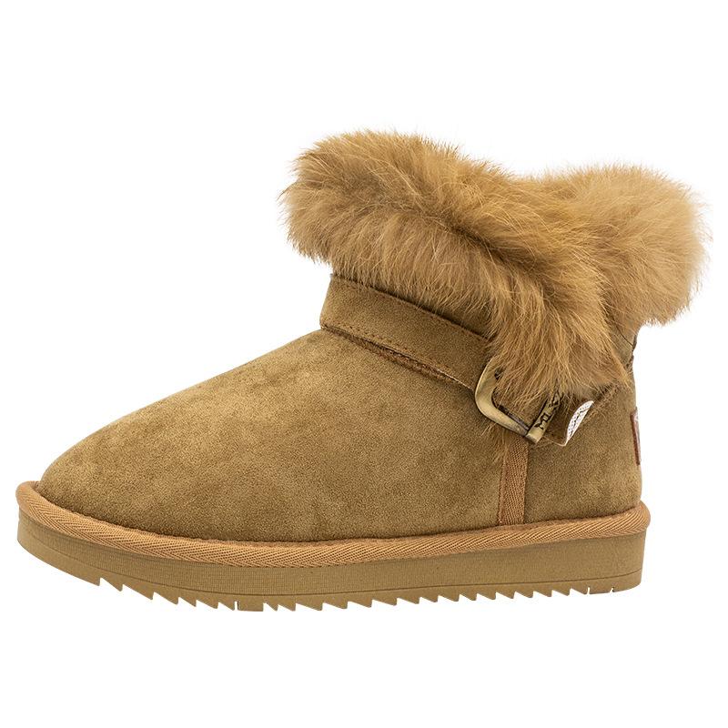 Solid color velvet snow boots women s winter new simple cotton shoes pick up leaks commuting clearance shoes 40