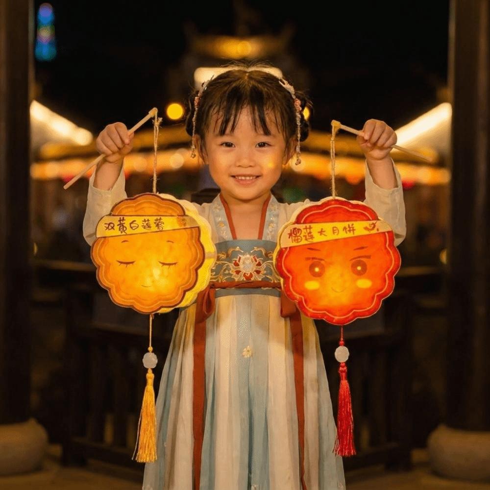 with Tassel Handheld Mooncake Lantern Traditional Portable Glowing Lamp Mid-Autumn Festival