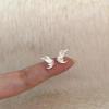 2 Pairs Silver Creative Small Angel Wings Earrings For Women Girls Cz Studs Wedding Party Luxury Ear Jewelry Birthday Gifts