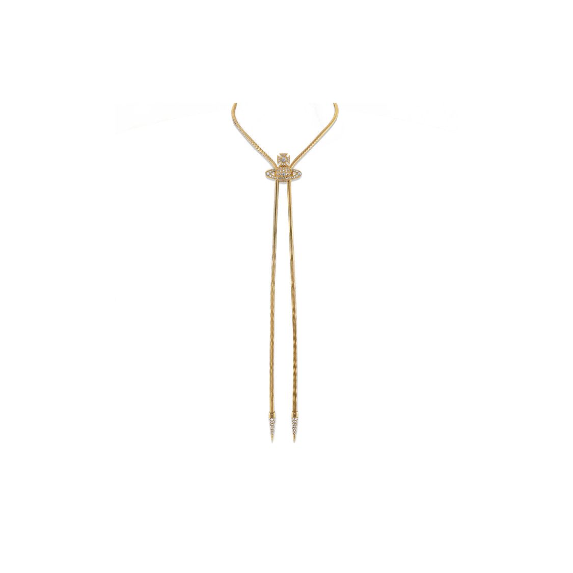 

Vivienne Westwood Bolo Tie With Inlaid Decoration Recycled Brass Crystal Necklace Unisex necklace 6301012Q02R377GOLD Basic Packaging-Dust Bag+Box,F,Gold