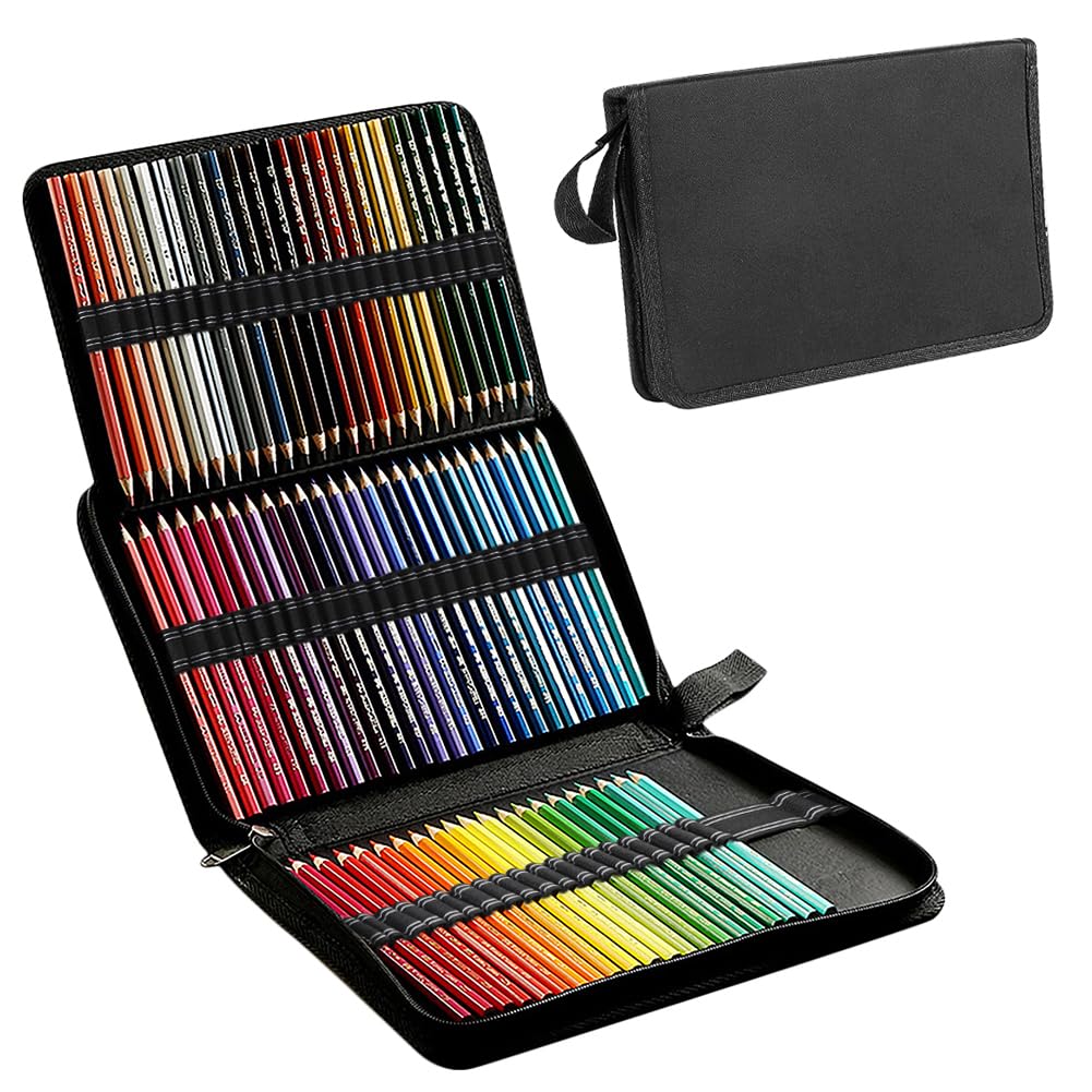 

Large Capacity Colored Pencil Simple Pencil Case with Zipper Foldable Perfect for Back to Office Supplies Pencils Not 72 Pencils Case, Closure,