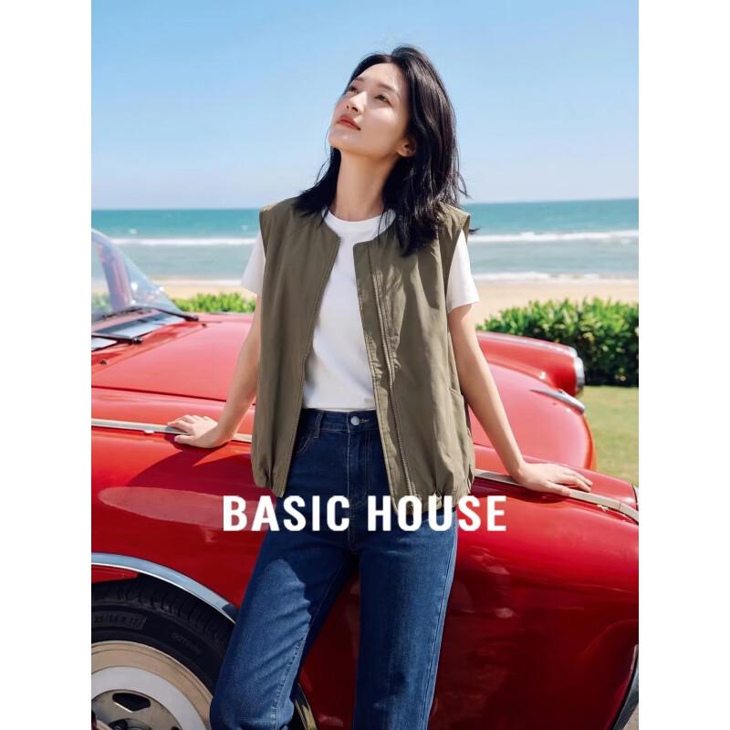 Basic House Women s Vintage Commuter Zipper Vest One Size