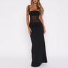 European and American Spring Women's Sexy Lace Splicing Hollow Perspective Strap Dress
