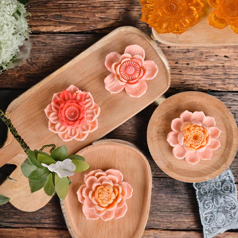 3D Lotus Silicone Molds For DIY Flowers Fondant Cupcake Chocolate Candy Ice Cream Sugar Desserts Candle Soap Plaster Resin Mold